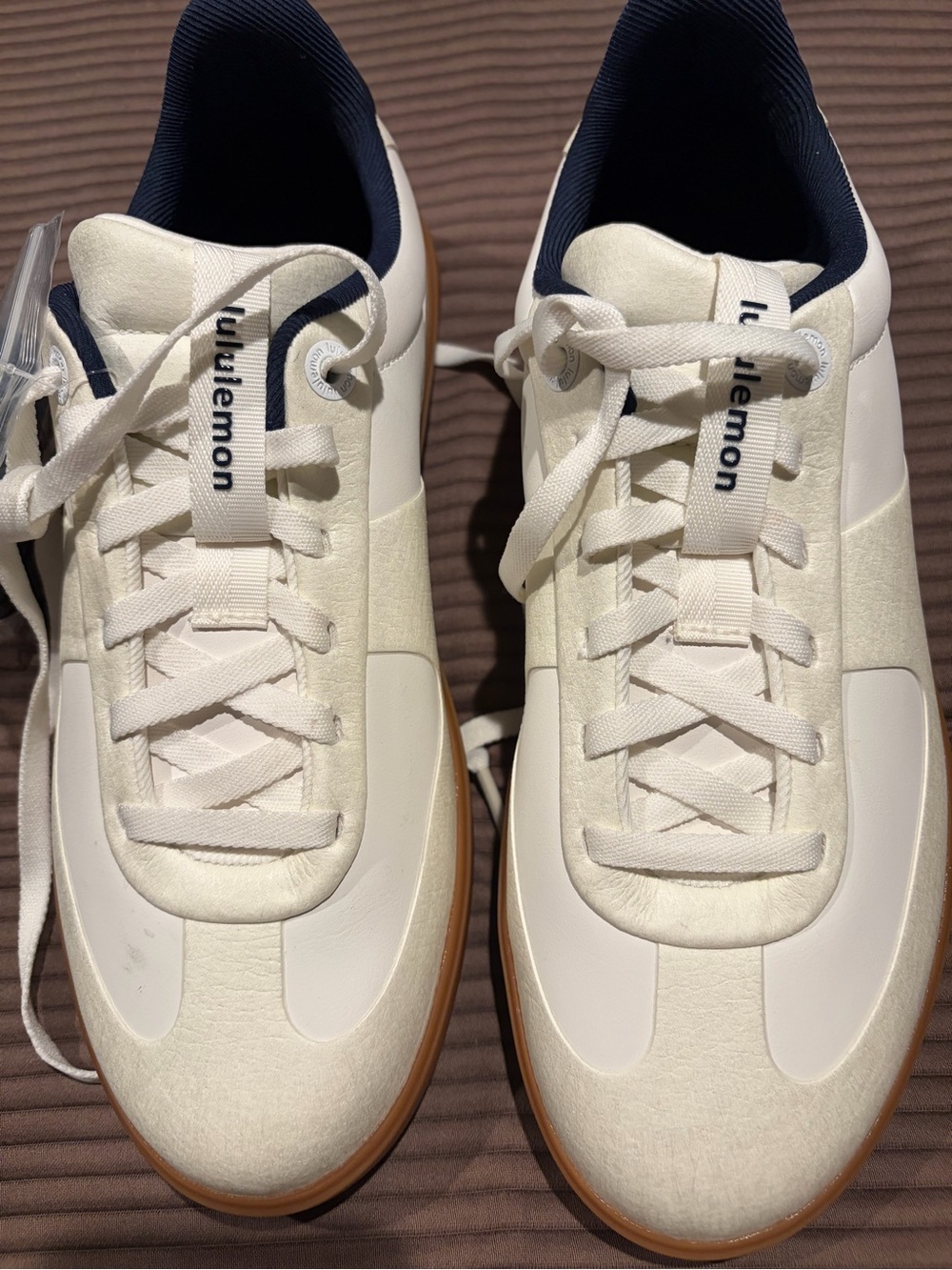 lululemon athletica Men’s White Sneakers with Navy Lining and Gum Sole